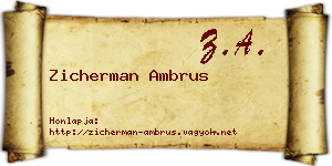 Zicherman Ambrus névjegykártya